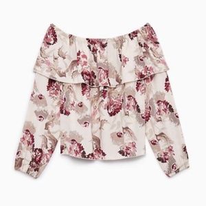 Aritzia Wilfred Morel Floral Off the Shoulder Blouse Size M